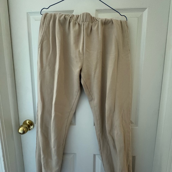 Brandy Melville Pants - Brandy Melville Cuffed Beige Sweats